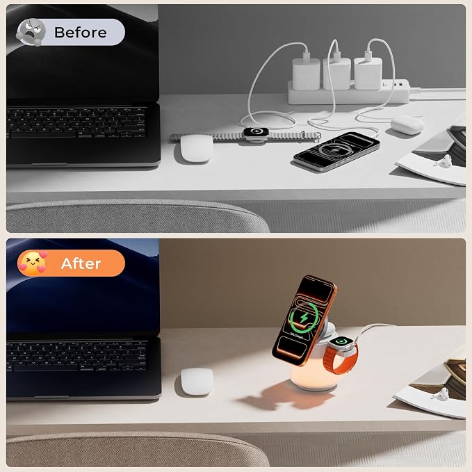Wireless Charger 3 in 1, Magnetic Wireless Charger Stand - Image 6