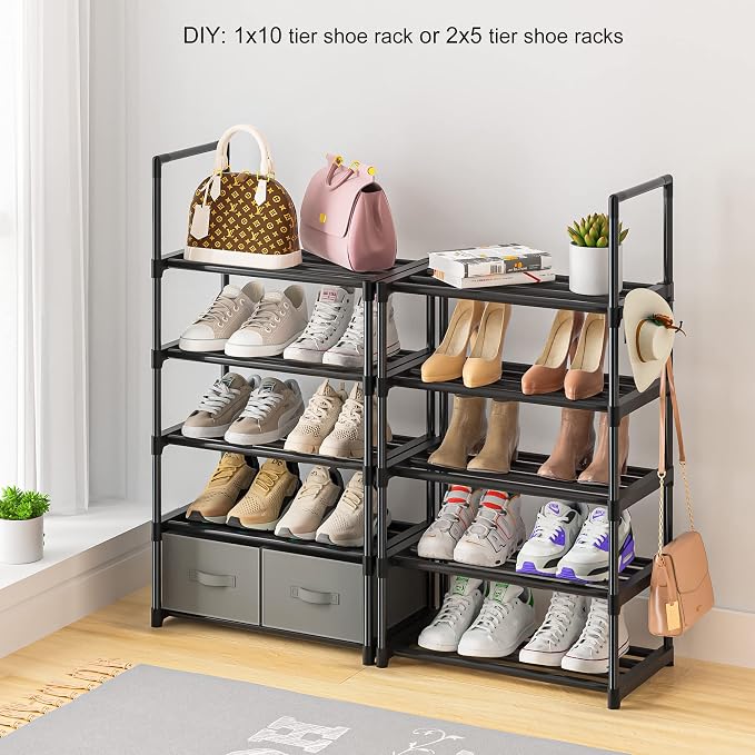 OYREL Tall Shoe Rack Narrow 10 Tier Shoes Rack 20 25 Pairs, Shoe Storage - Image 5