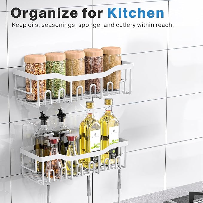 Shower Caddy 2 Pack, Adhesive Shower Organizer - Image 6