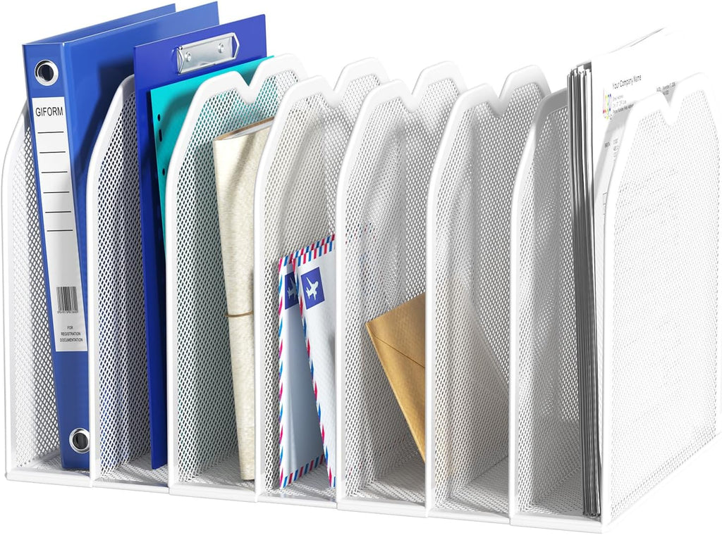 FANXIYQ 7-Section Adjustable Mesh File Organizer for Desk, Letter/A4