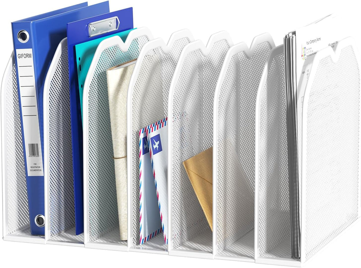 FANXIYQ 7-Section Adjustable Mesh File Organizer for Desk, Letter/A4
