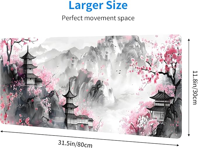 Japanese Cherry Blossom Large Mouse Pad, Gaming Keyboard Desk Pad, Extended - Image 3