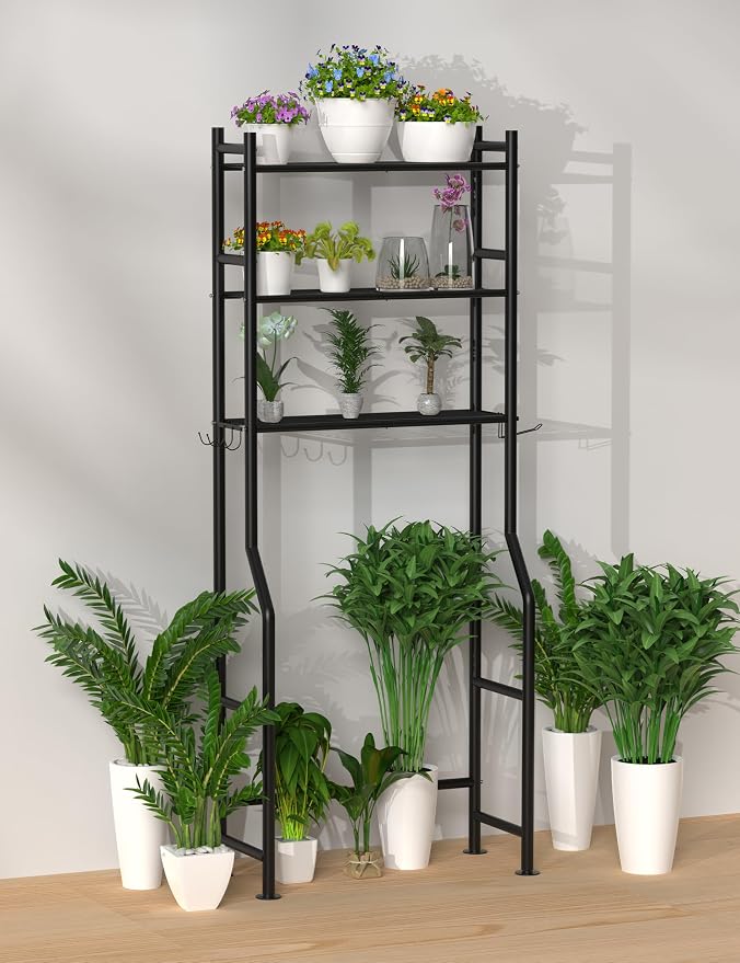 3-Tier Over The Toilet Storage, Freestanding Metal Bathroom Shelves - Image 7