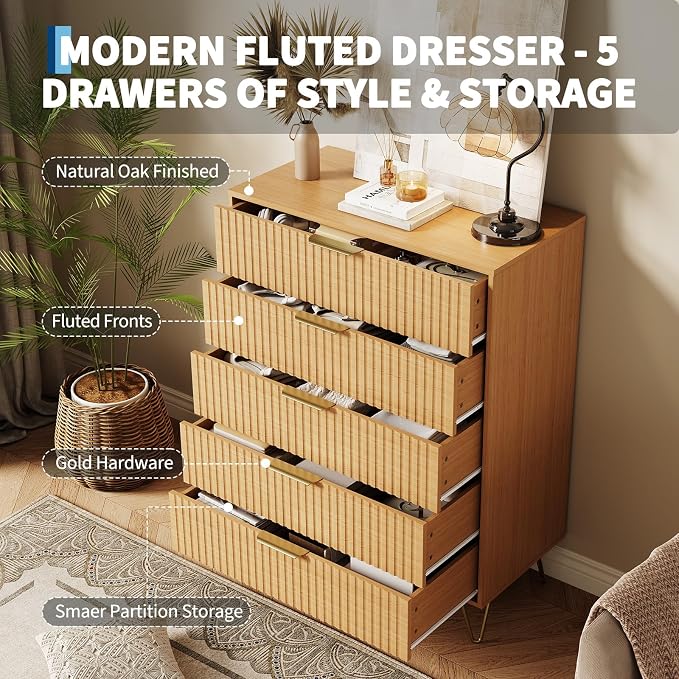 Garvee Fluted Dresser for Bedroom - Image 3