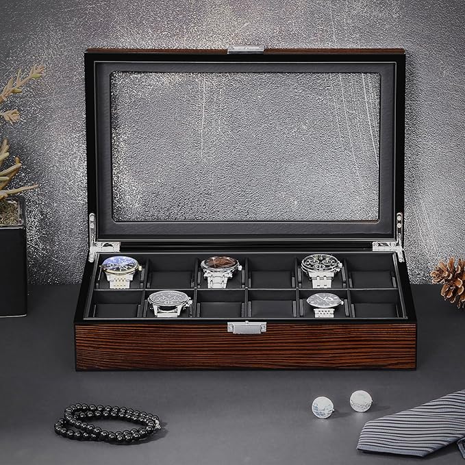 BEWISHOME Watch Case, 12-Slot Watch Box - Image 3