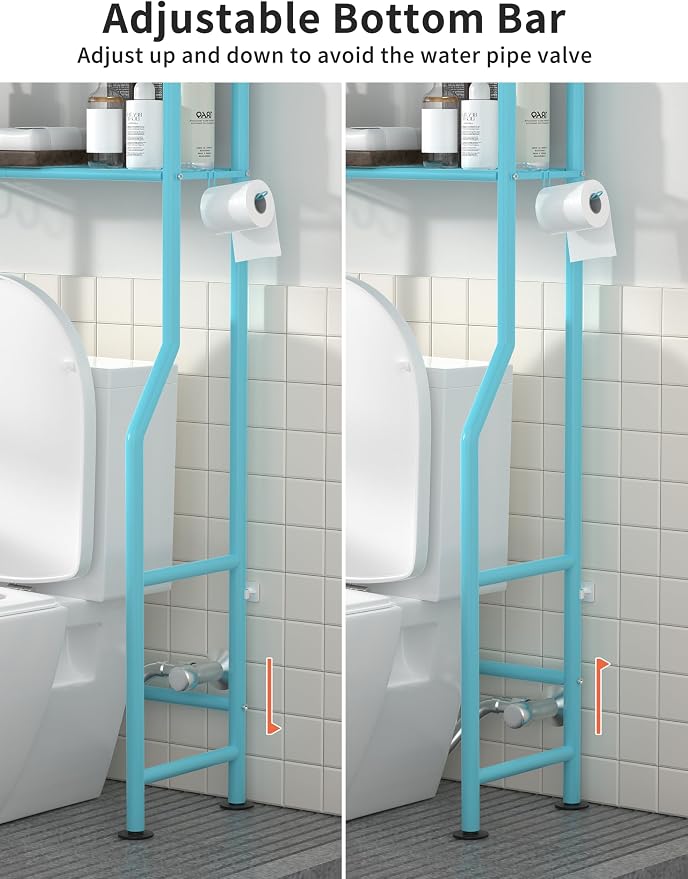 3-Tier Over The Toilet Storage, Freestanding Metal Bathroom Shelves - Image 4