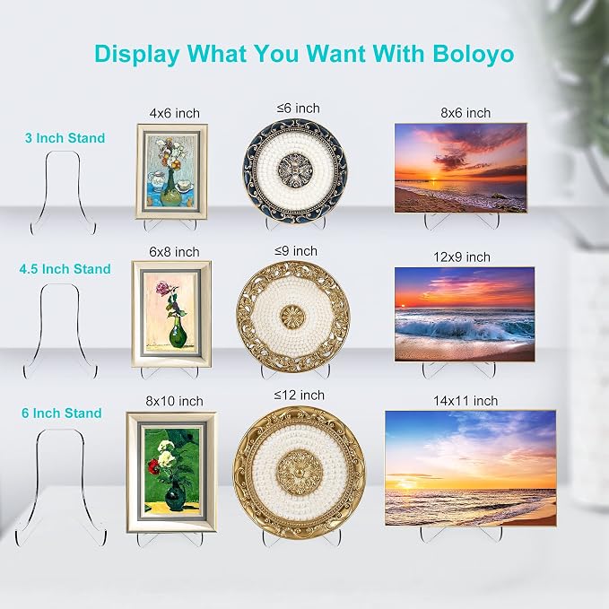 Boloyo Flat Back Acrylic Plate Display Stand, 3 Inch 5PC Clear Acrylic Display - Image 3