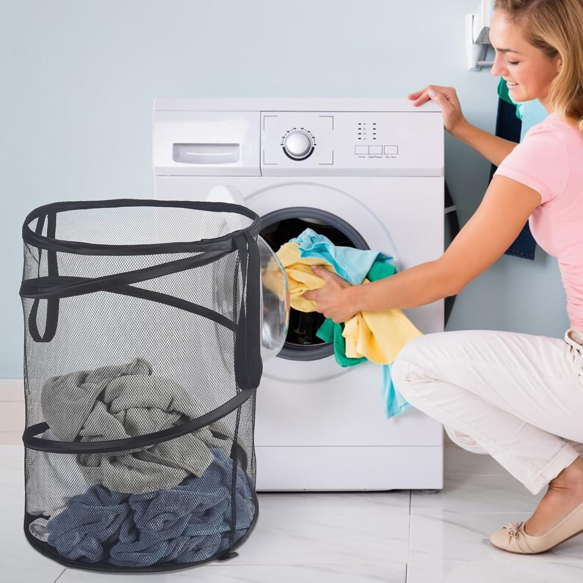 Mesh Popup Laundry Hamper 115L Foldable Laundry Basket Extra Large