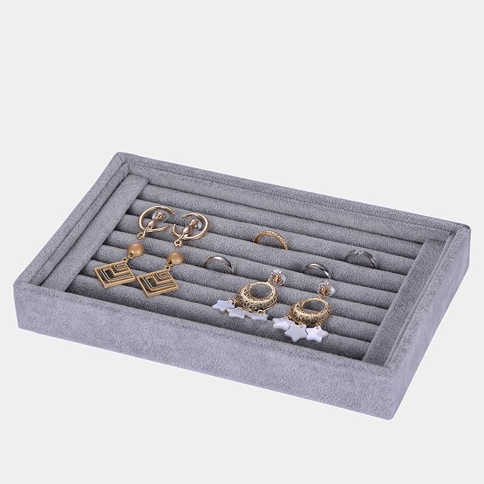 Valyria Velvet 7 Slots Ring Earrings Trays Showcase Display Jewelry Organizer - Image 2