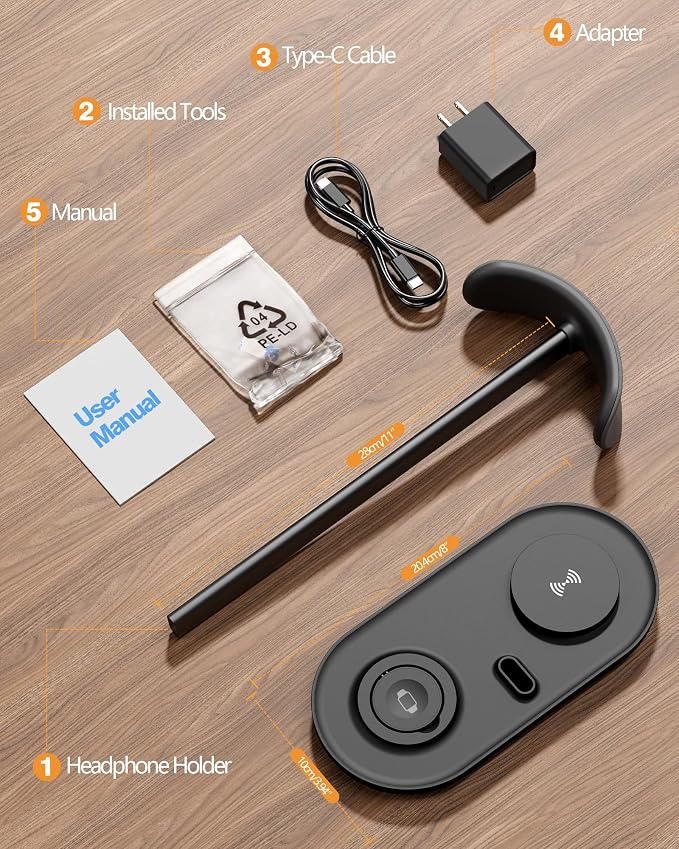 HiWe Universal Headphone Stand, Magnetic Wireless Charger - Image 8