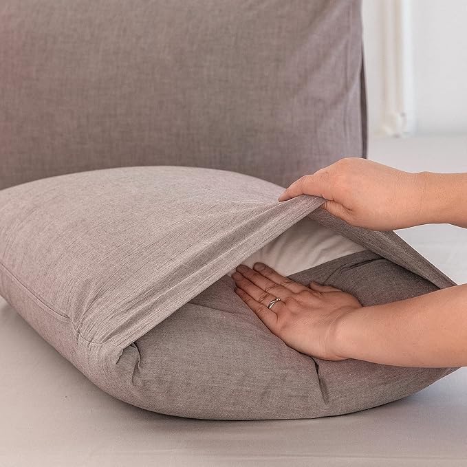 MooMee Bedding Pillowcases Pack of 2 100% Washed Cotton Linen Like Textured - Image 4