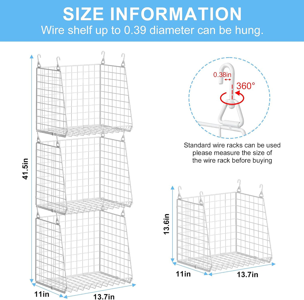 3-Pack Extra-Tall 13.6'' Hanging Laundry Basket Organizer, Foldable