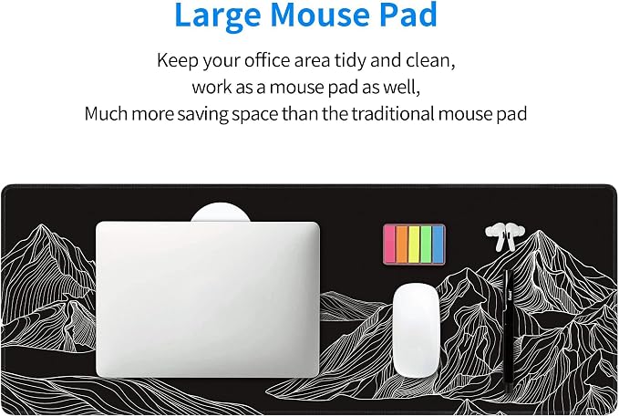 Black and White Mountain Large Mouse Pad, Gaming Keyboard Desk Pad, Extended - Image 8