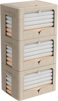 FHSQX 3 Pack Clothes Storage Bins Foldable Metal Frame Storage Box Stackable by FHSQX