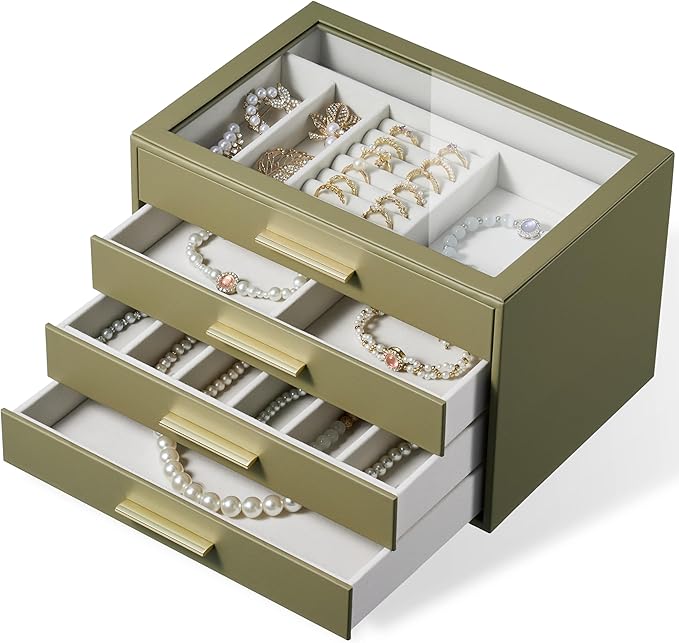 Jewelry Box Organizer Case for Women: 4-Layer Jewelry Storage Case by pickpiff
