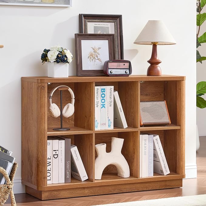 6 Cube Storage Book Shelf, Floor Standing 2-Tier Wooden Bookshelf by Joaxswe