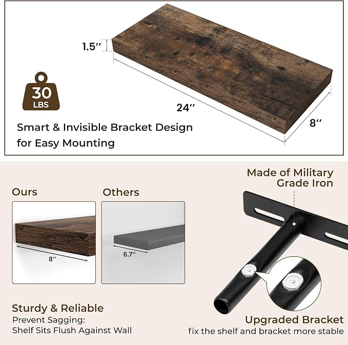 RICHFOCUS 24Inch Floating Shelves - Image 3