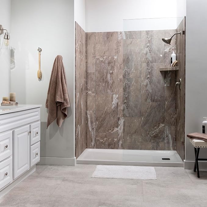 Palisade Vinyl Waterproof Corner Shower Shelf in Venetian Marble - Image 8