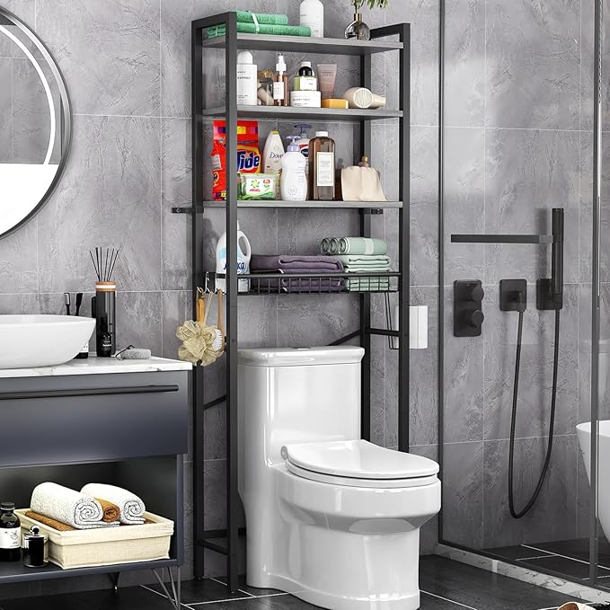 Over-The-Toilet Storage Rack, 4-Tier Bathroom Organizer Shelf Over Toilet by Kalrin
