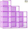 Kuject X-Large Shoe Storage Boxes Organizers Clear Plastic Stackable 12 Pack by Kuject