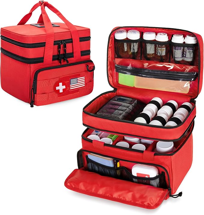 CURMIO Tactical Pill Bottle Organizer Case, Double Layers Medicine Storage Bag by CURMIO