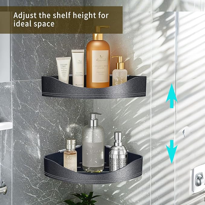 Luxury Corner Shower Shelves, 2-Tier Corner Caddy Organizer - Image 3