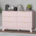 Fluted 6 Drawer Dresser, 47.2" Wide Modern Boho Chest of Drawers, Wooden by BORNOON