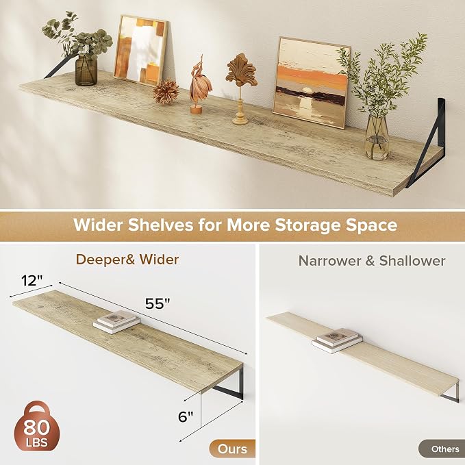 Deep Floating Shelves Wall Mounted, Living Room, Office - Image 3