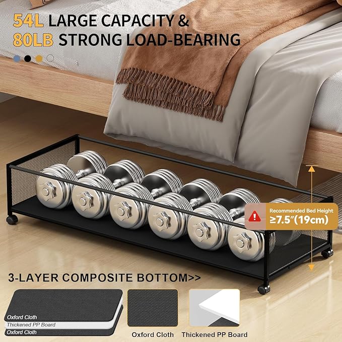 Under Bed Storage with Wheels, XXXL Larger Under Bed Storage Containers with - Image 4