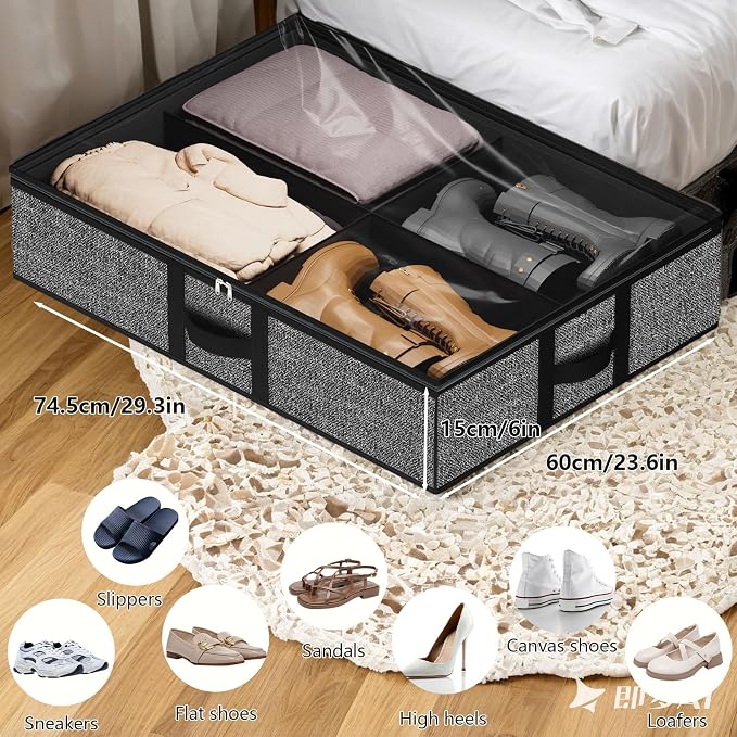 homyfort Under the Bed Shoe Organizer Fits 12 Pairs and 4 Pairs Boots, Sturdy & - Image 2