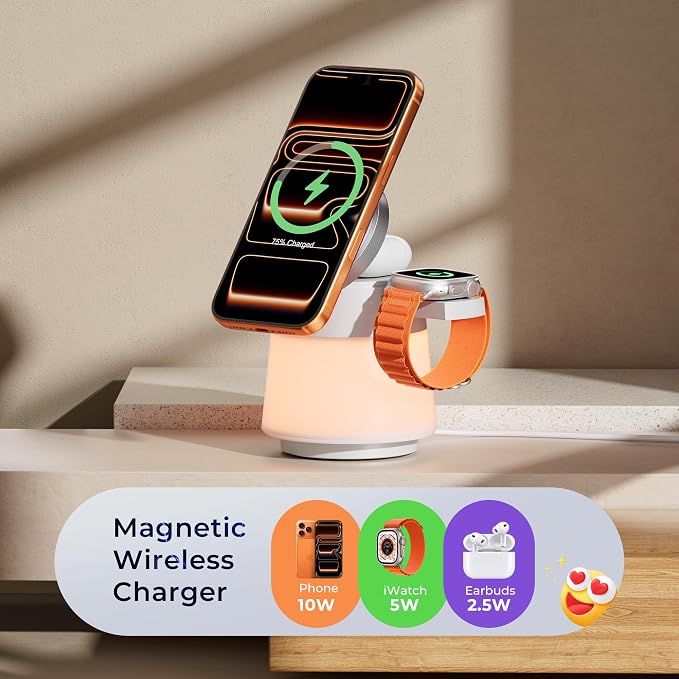 Wireless Charger 3 in 1, Magnetic Wireless Charger Stand - Image 2