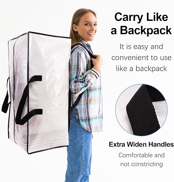 6 Pack Heavy Duty Extra Large Moving Bags W/Backpack Straps - Image 4