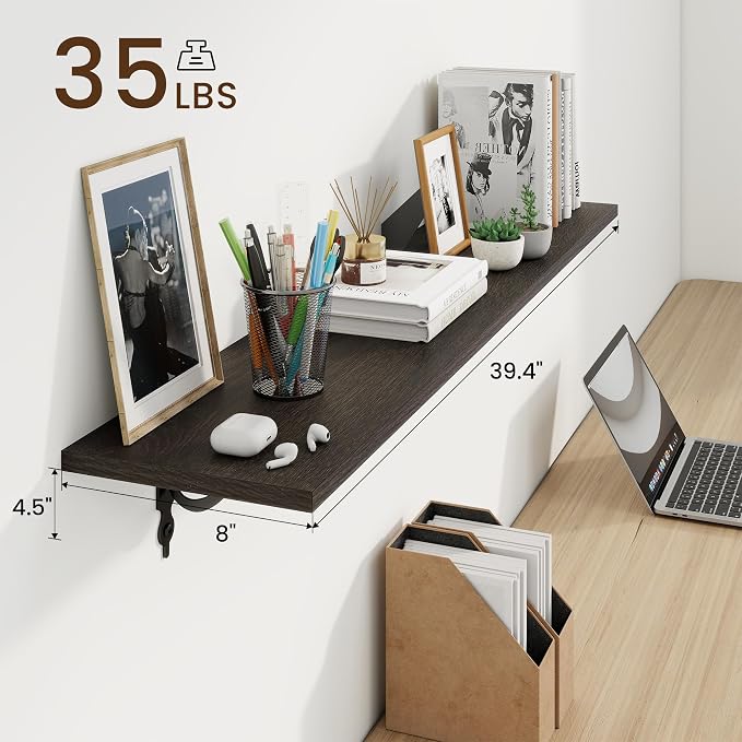 RICHFOCUS Floating Shelves for Wall Decor, 39.4W x 8D Shelves Set of 2 - Image 3