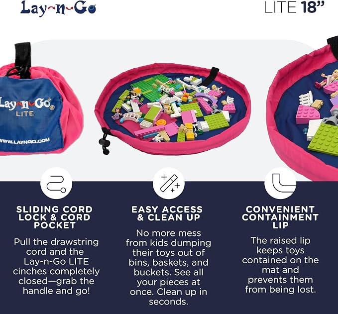 Lay-n-Go 2-in-1 Small Portable Drawstring Toys Storage Organizer and Play Mat - Image 3
