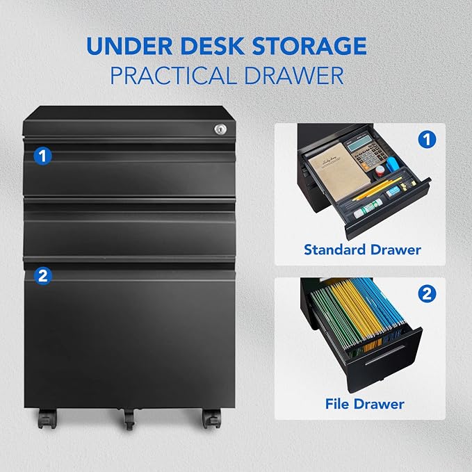 FLEXISPOT 3-Drawer Mobile File Cabinet - Image 4