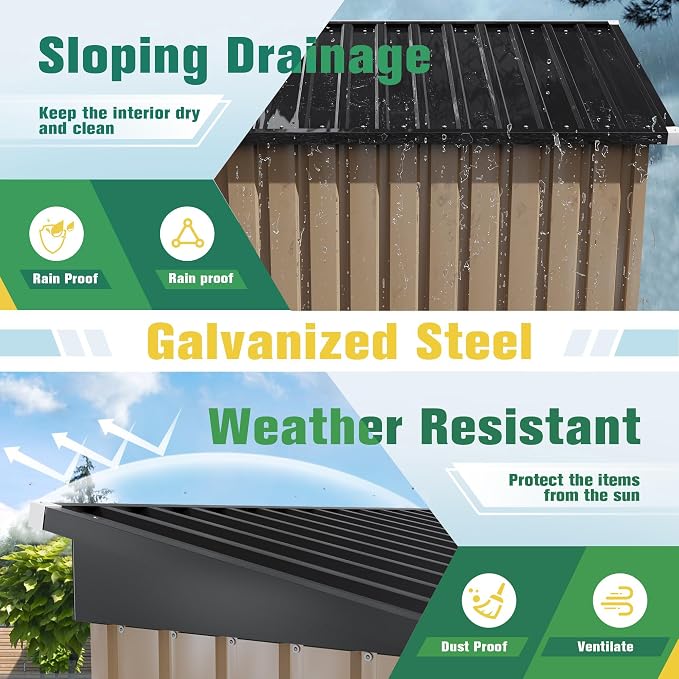 Flamaker 5x3 FT Storage Shed Waterproof Metal Garden Shed - Image 3