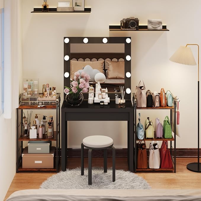 Iron & Wood Floor-Standing 3-Tier Purse Rack - Image 9