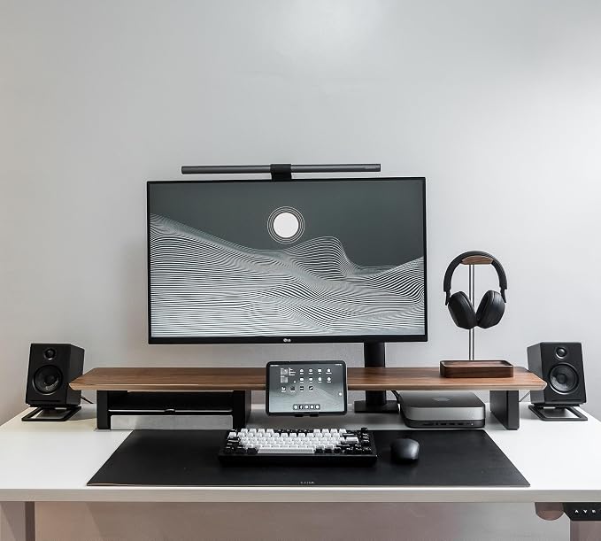 Raico Desk Cockpit Shelf Monitor Stand System Dual Screen Setup Wood Large Desk - Image 3