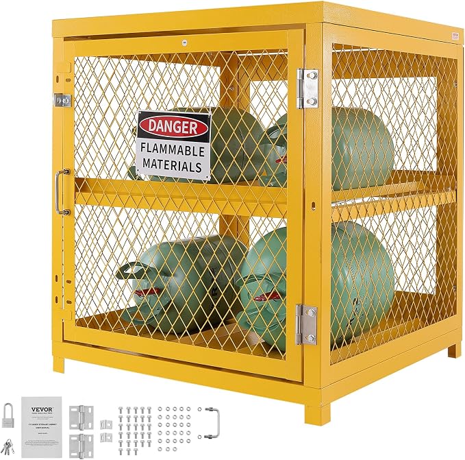 VEVOR Horizontal Cylinder Storage Cabinet, 4 Cylinder Capacity, Gas Cylinder - Image 9