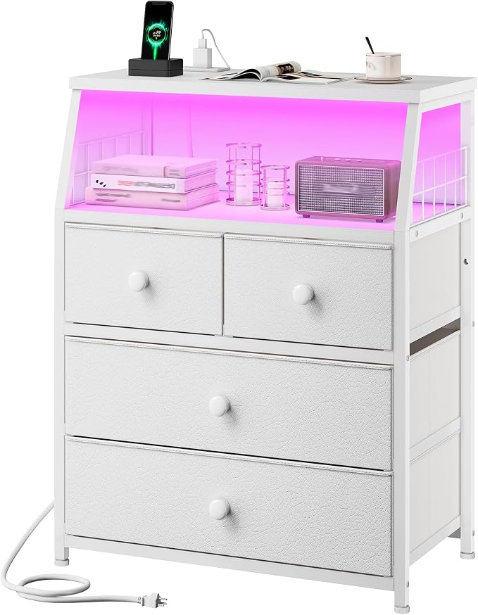 EnHomee 21.8" W White Nightstand by EnHomee
