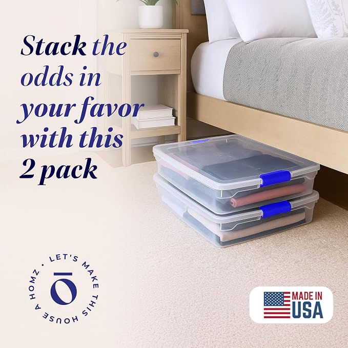HOMZ 2-Pack Under Bed Storage, 56 Quart, and Towels - Image 2