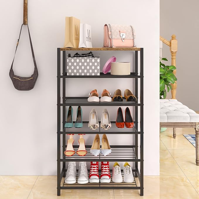 Yusong Shoe Rack Organizer, 6 Tier Industrial Shoe Storage Shelf, Narrow Sturdy - Image 2