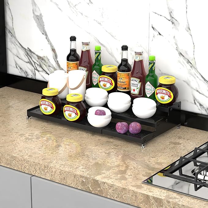 Metal Spice Rack Organizer for Cabinet, 3 Tier Expandable Spice Storage Shelf - Image 2