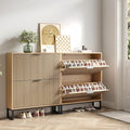 Shoe Cabinet with 2 Flip Drawers Set of 2, Narrow Wood Shoe Cabinet Storage by Provideyouwithbestproduct%EF%BC%81