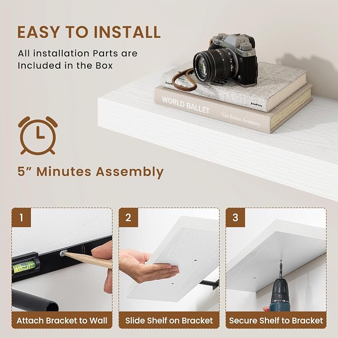 fuqing Floating Shelves for Wall, Wall Mounted Wood Floating Shelf - Image 6