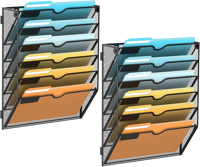 SUPEASY 6-Tier Wall File Organizer Mesh Office Mail Holder, Hanging Wall by SUPEASY