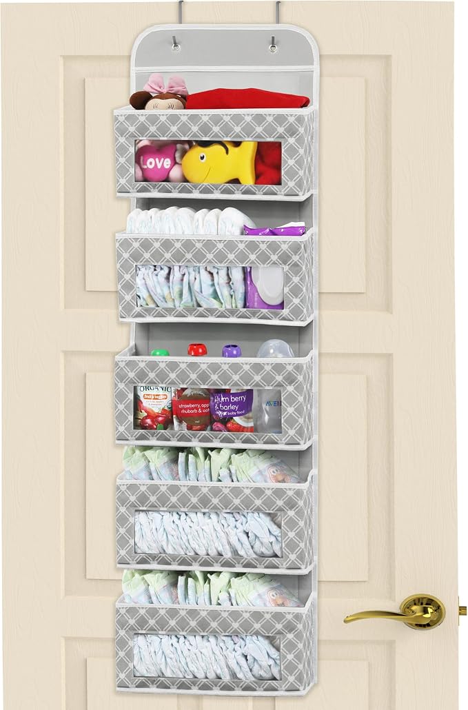 Simple Houseware 5 Clear Window Pocket Over Closet Door Storage Hanging by SimpleHouseware