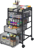 Rolling Utility Cart with 4 Drawers, Craft Organizer and Storage Carts with DIY by Hayexiha