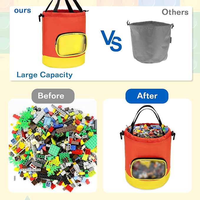 Drawstring Toy Storage Bag for Building Bricks, Building Blocks, Board Games - Image 7
