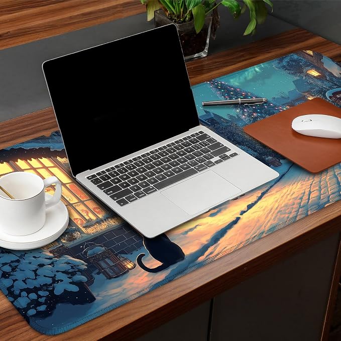 Christmas Winter Village Mouse Pad – 31.5" x 11.8" Large Extended Desk Mat - Image 9